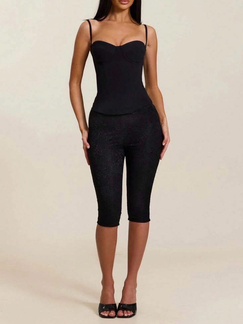 SHEIN Black Lace Capri Skort Shorts